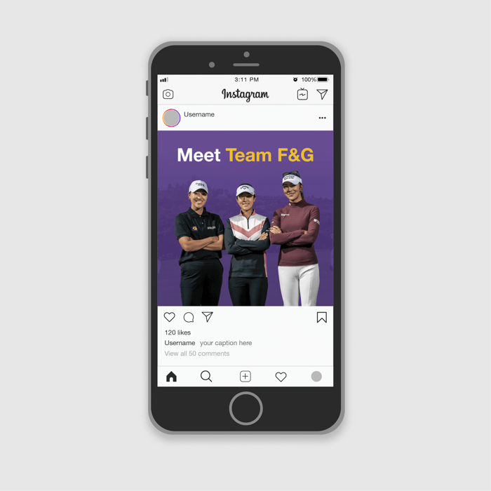 Team F&G LPGA post on mobile device